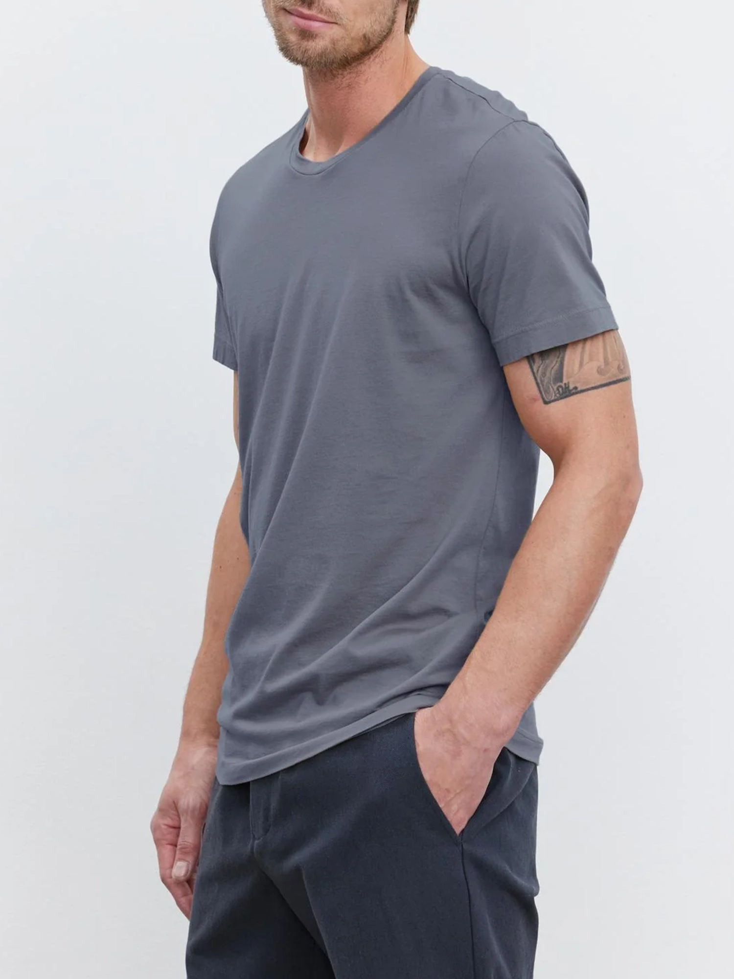 Men'S Solid Round Neck Cotton T-Shirt