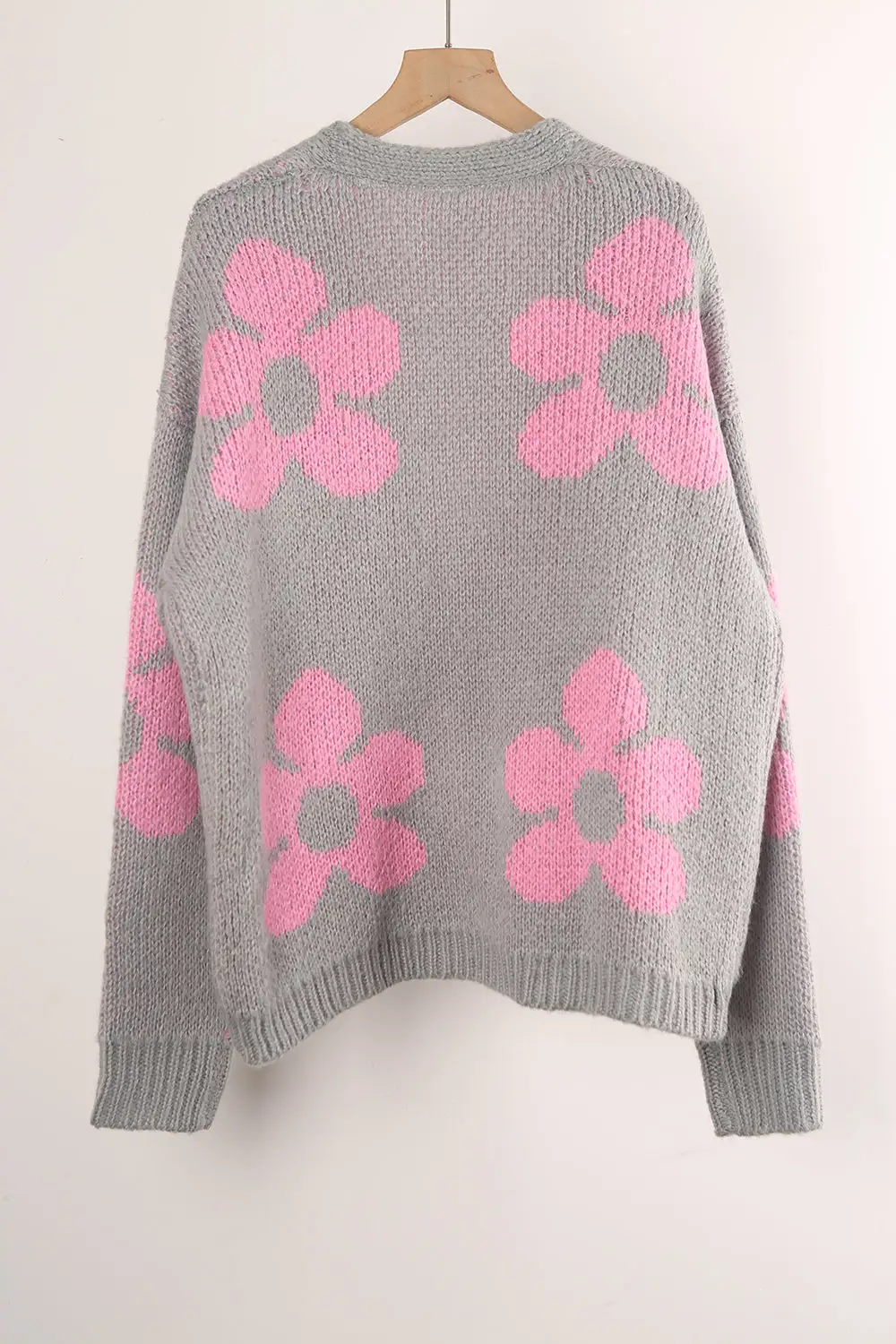 Printed Cardigan Flower Sweater