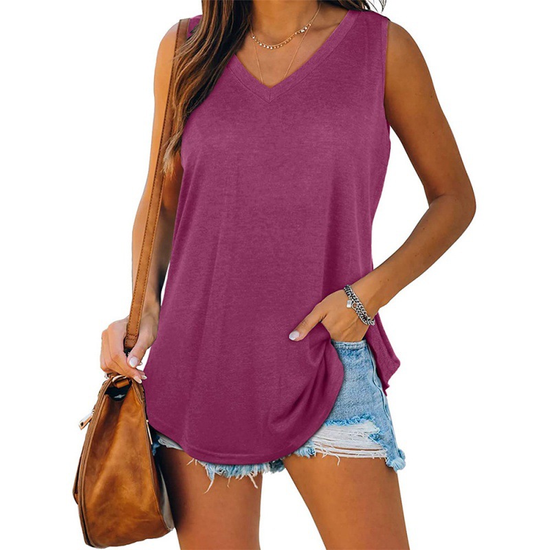 New V-Neck Swallowtail Sleeveless Solid Color Vest