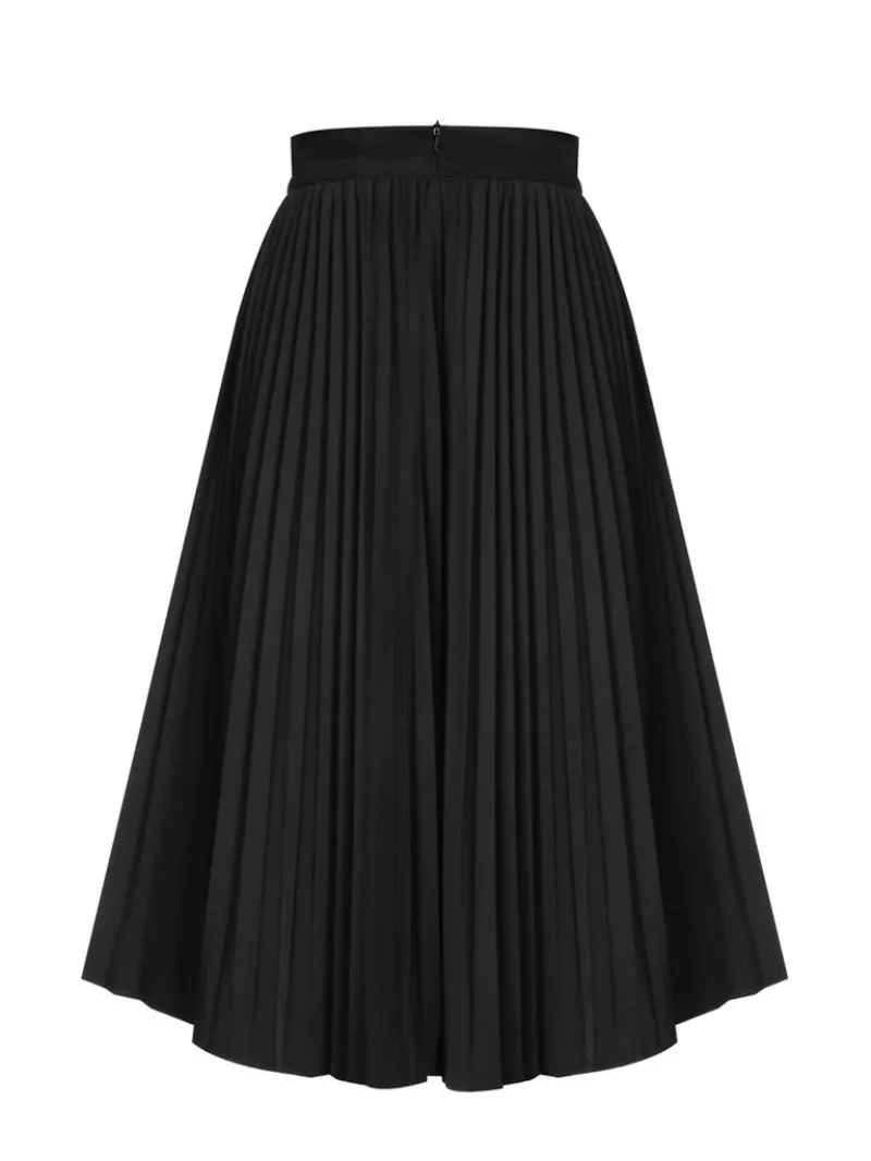 BLACK 1950S ELEGANT PLEATED SKIRT