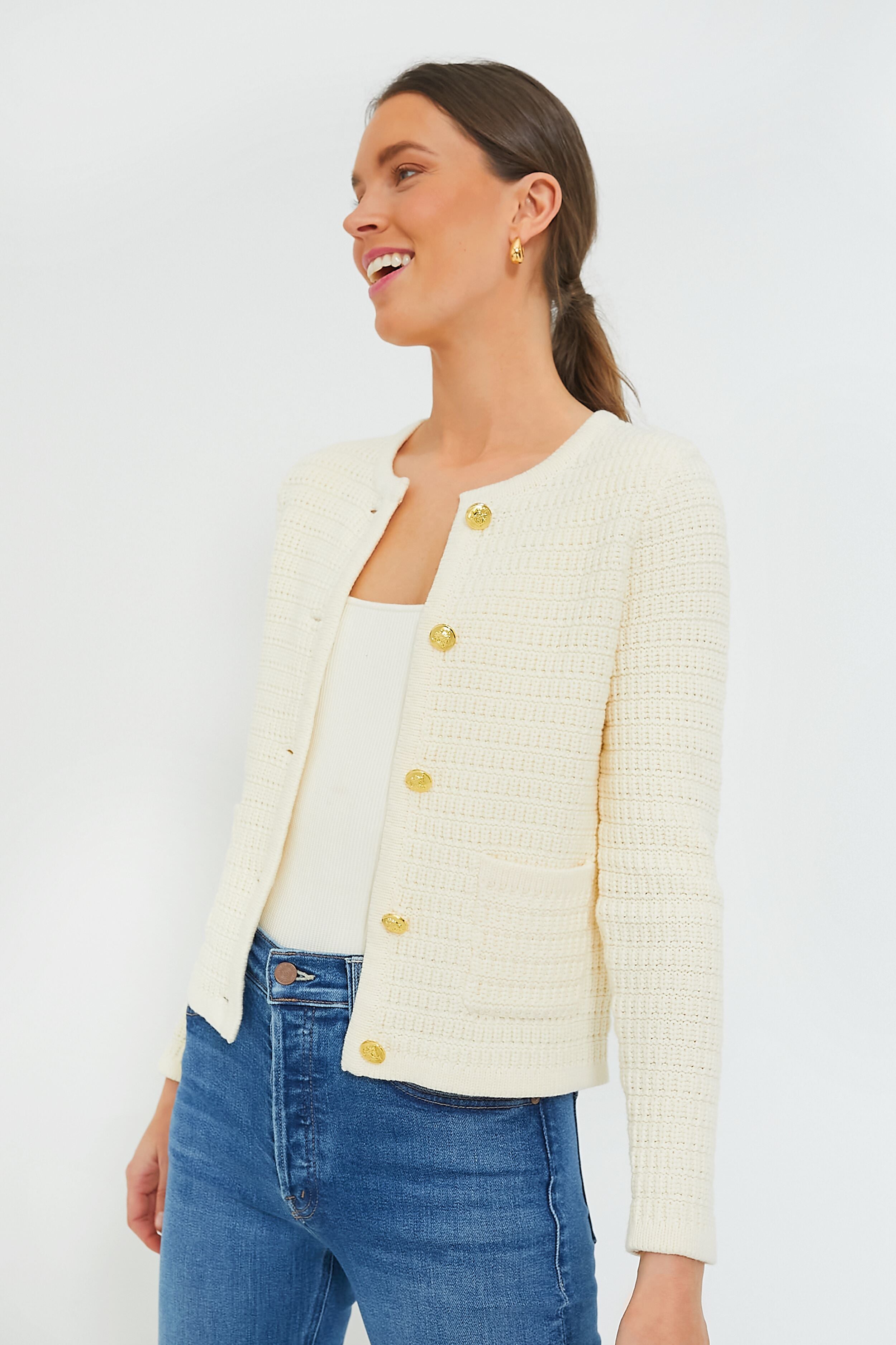 Cream Woven Maybourne Cardigan