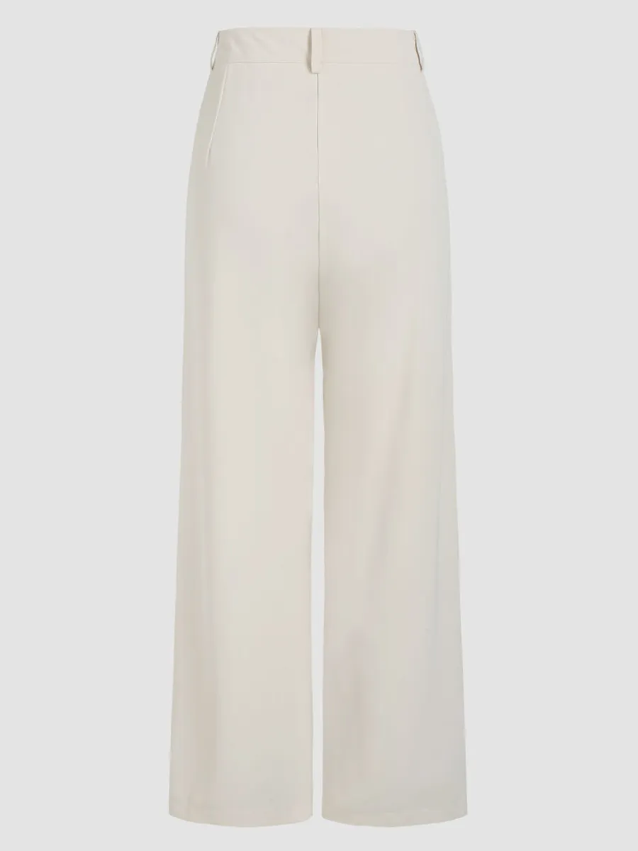 Milk Tea Pleated Wide Leg Trousers