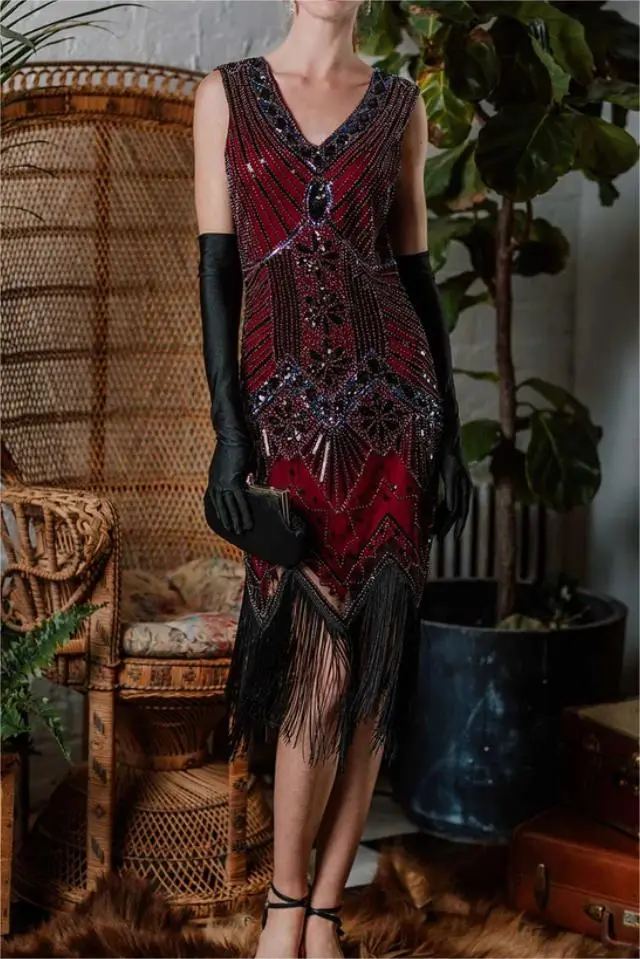 1920S SEQUINED FRINGE DRESS