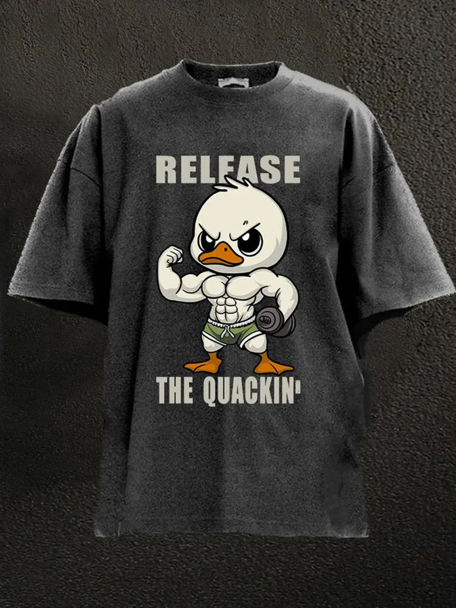 RELEASE THE QUACKIN' DUMBBELL WASHED GYM SHIRT