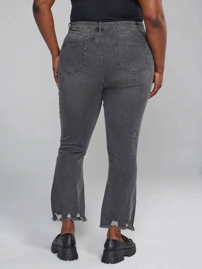 High Rise Destructed Flare Jeans