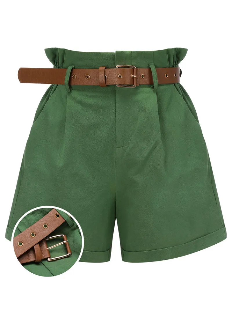 DARK GREEN 1960S SOLID VINTAGE SHORTS