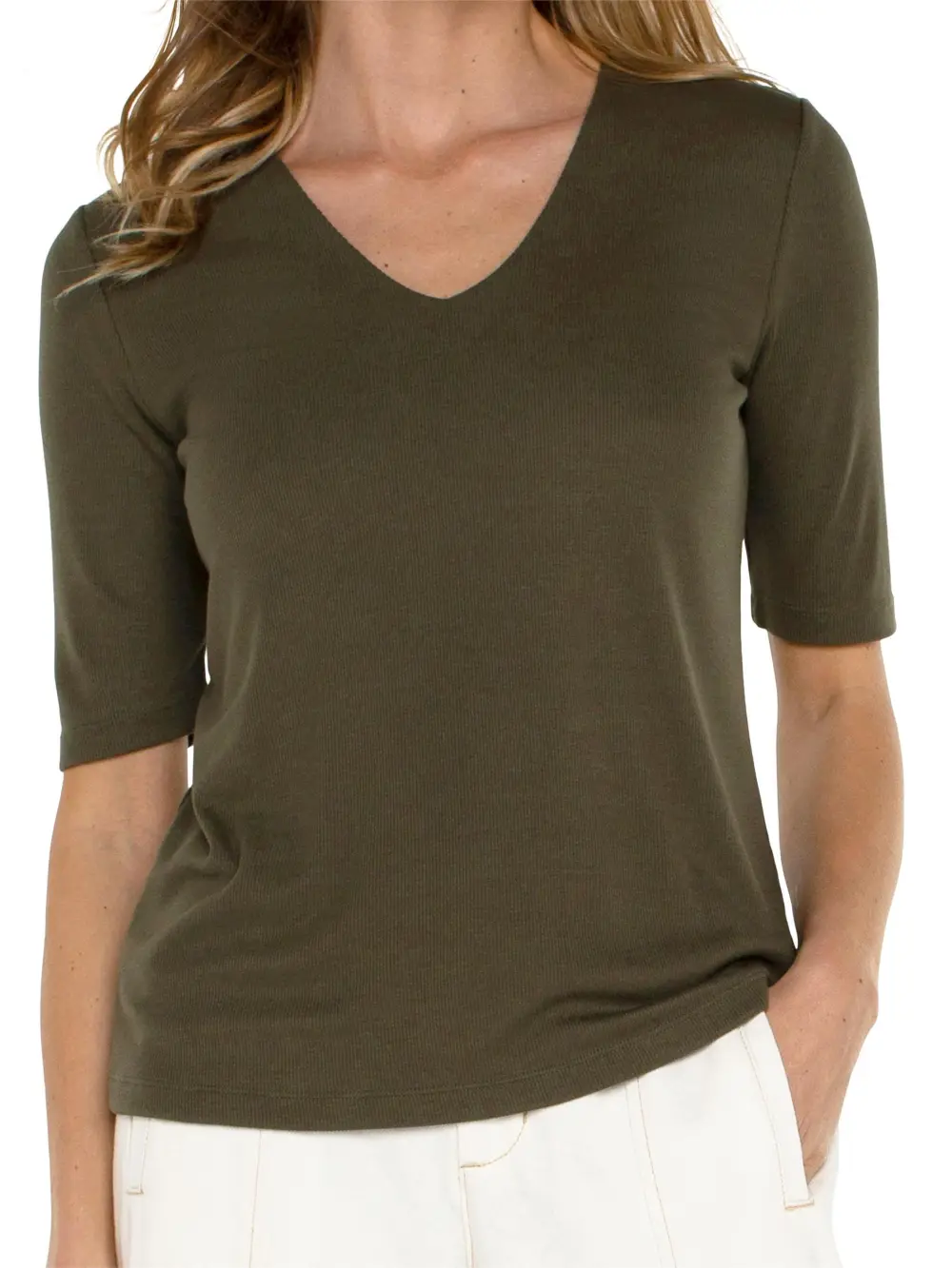 Double Layer V-Neck Rib Top