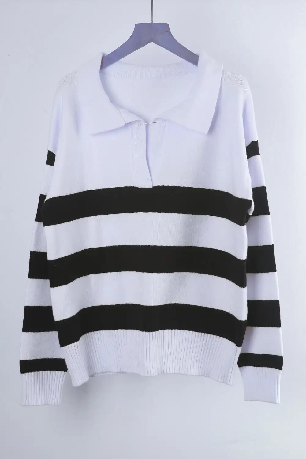 Women Striped Stitching Sweater