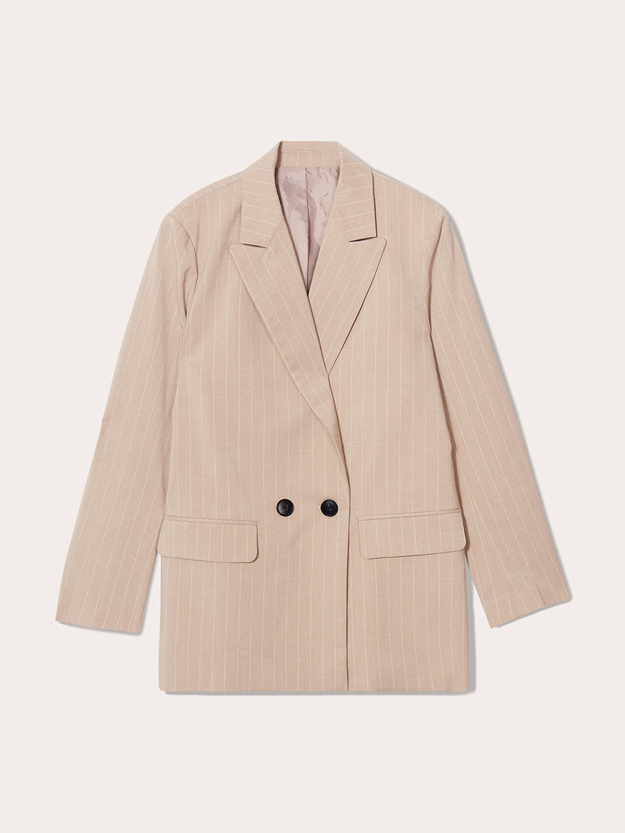 Veste blazer boutonnée sable femme