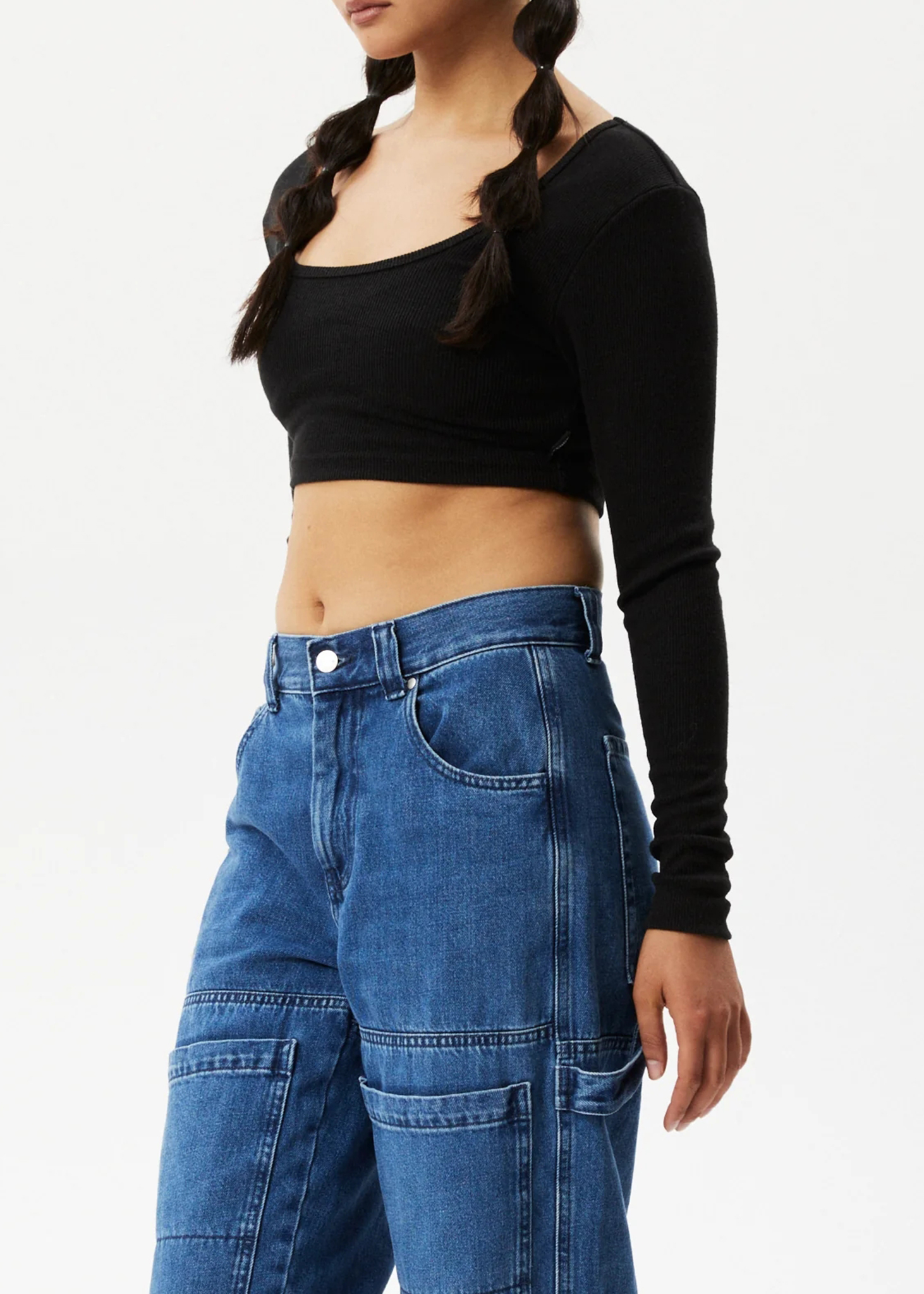 MILLA - HEMP RIBBED LONG SLEEVE CROPPED TOP