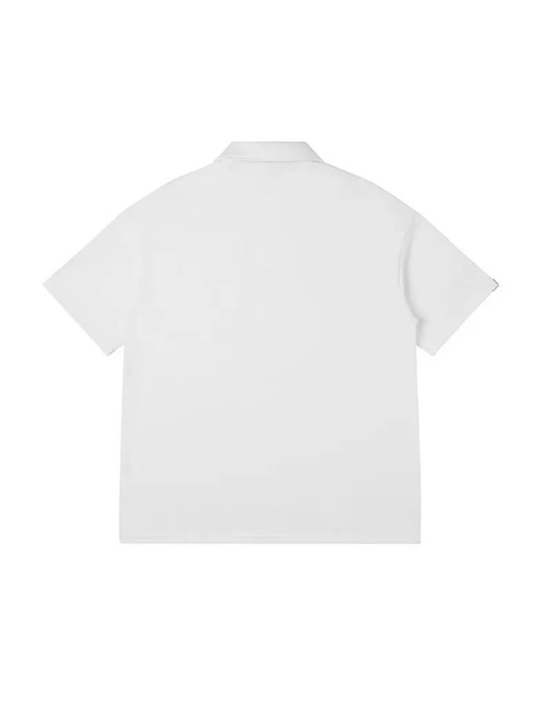 Loose Polo Shirt With Embroidered Pockets