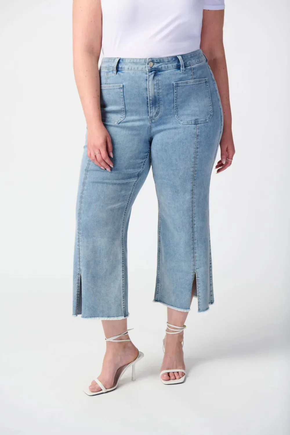 Culotte Jeans With Embellished Front Seam