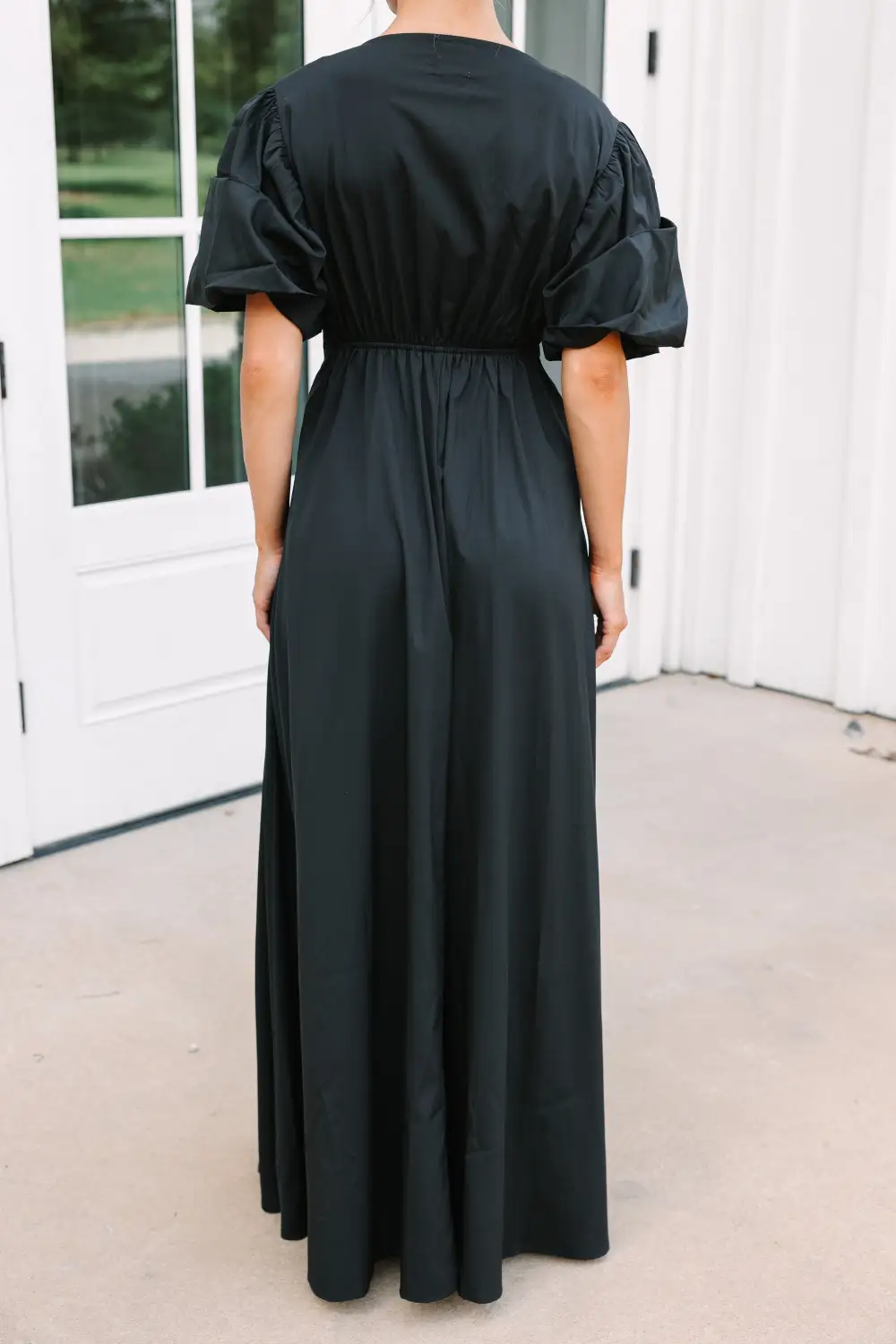 Keep It Up Black Puff Sleeve Maxi Dress