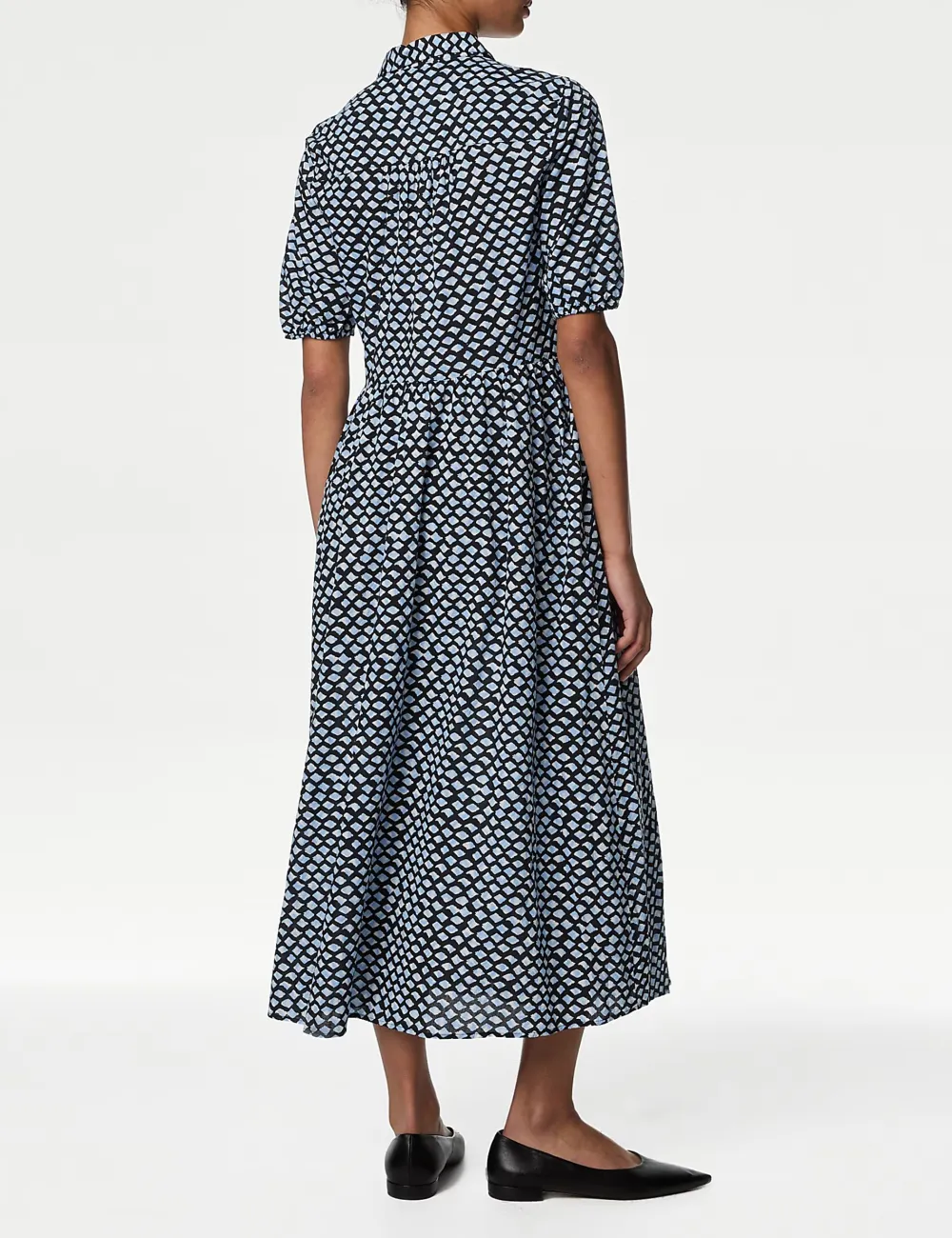 Pure Cotton Printed Midi Shirt Dress