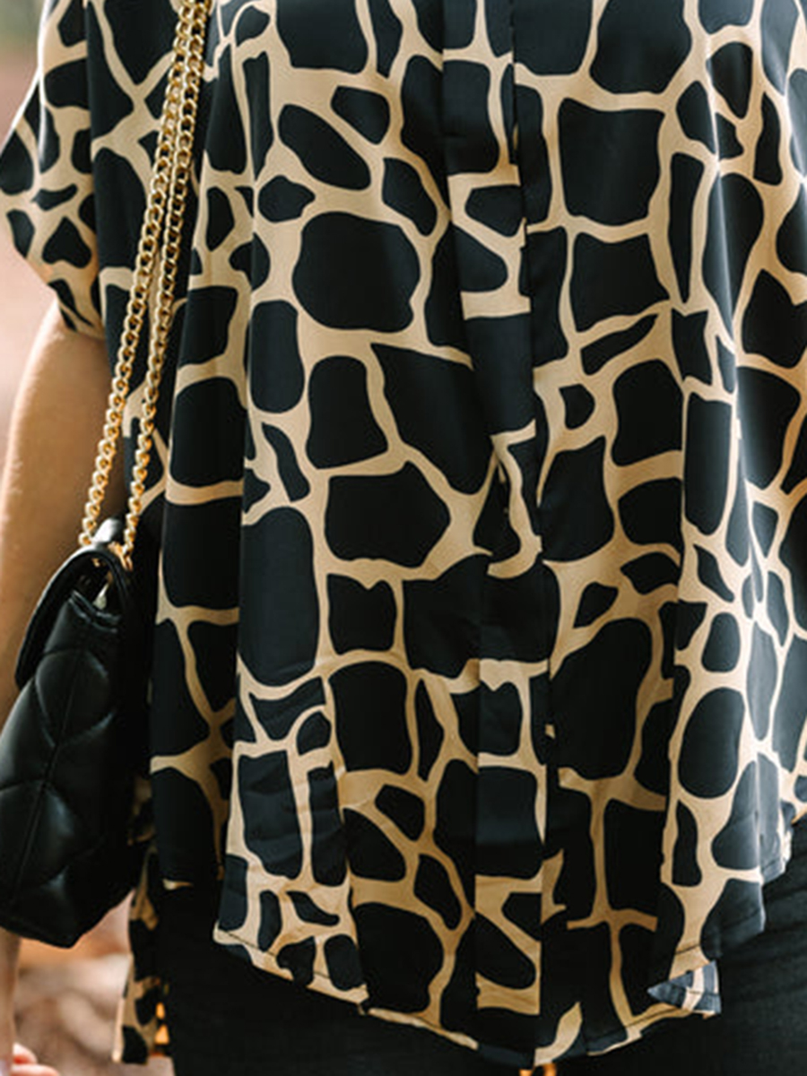 Black Giraffe Print Blouse