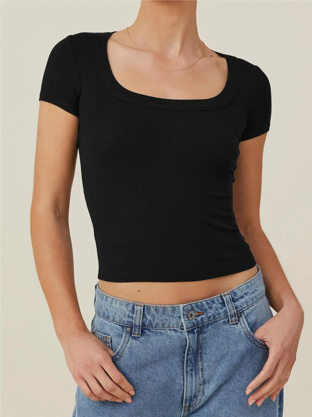 Cropped Square-neck Top