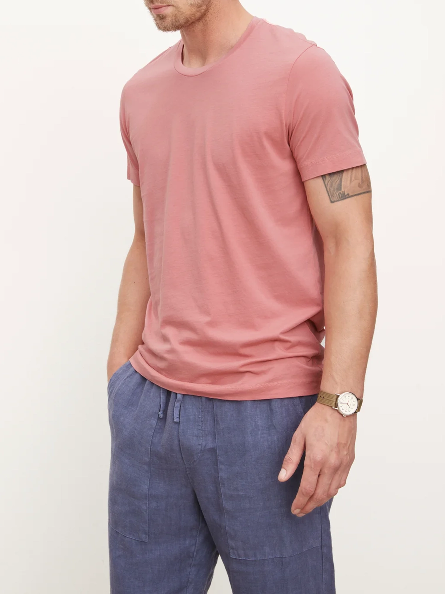 Men'S Solid Round Neck Cotton T-Shirt