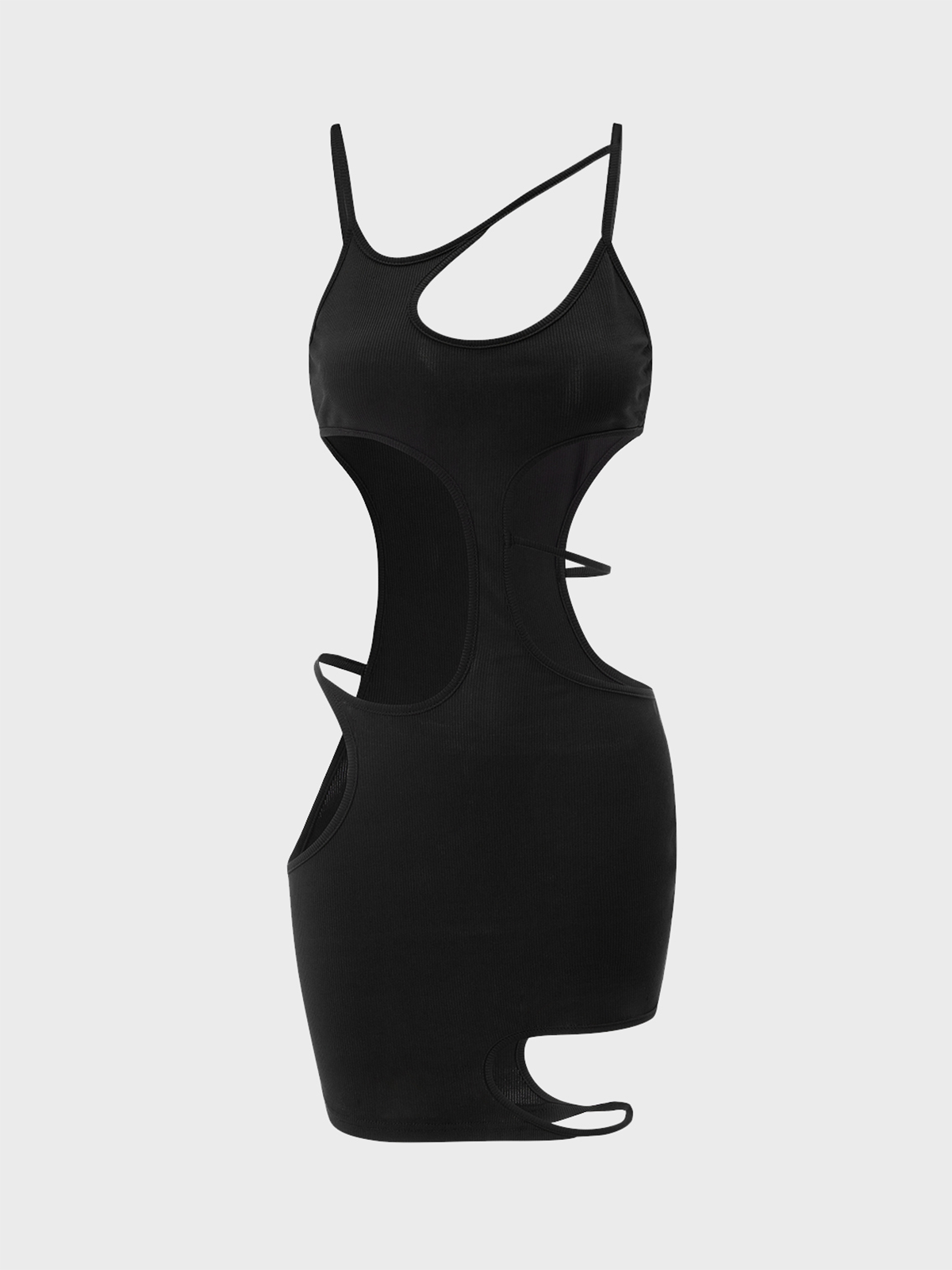 Y2K Black Asymmetrical Design Cut Out Dress Mini Dress