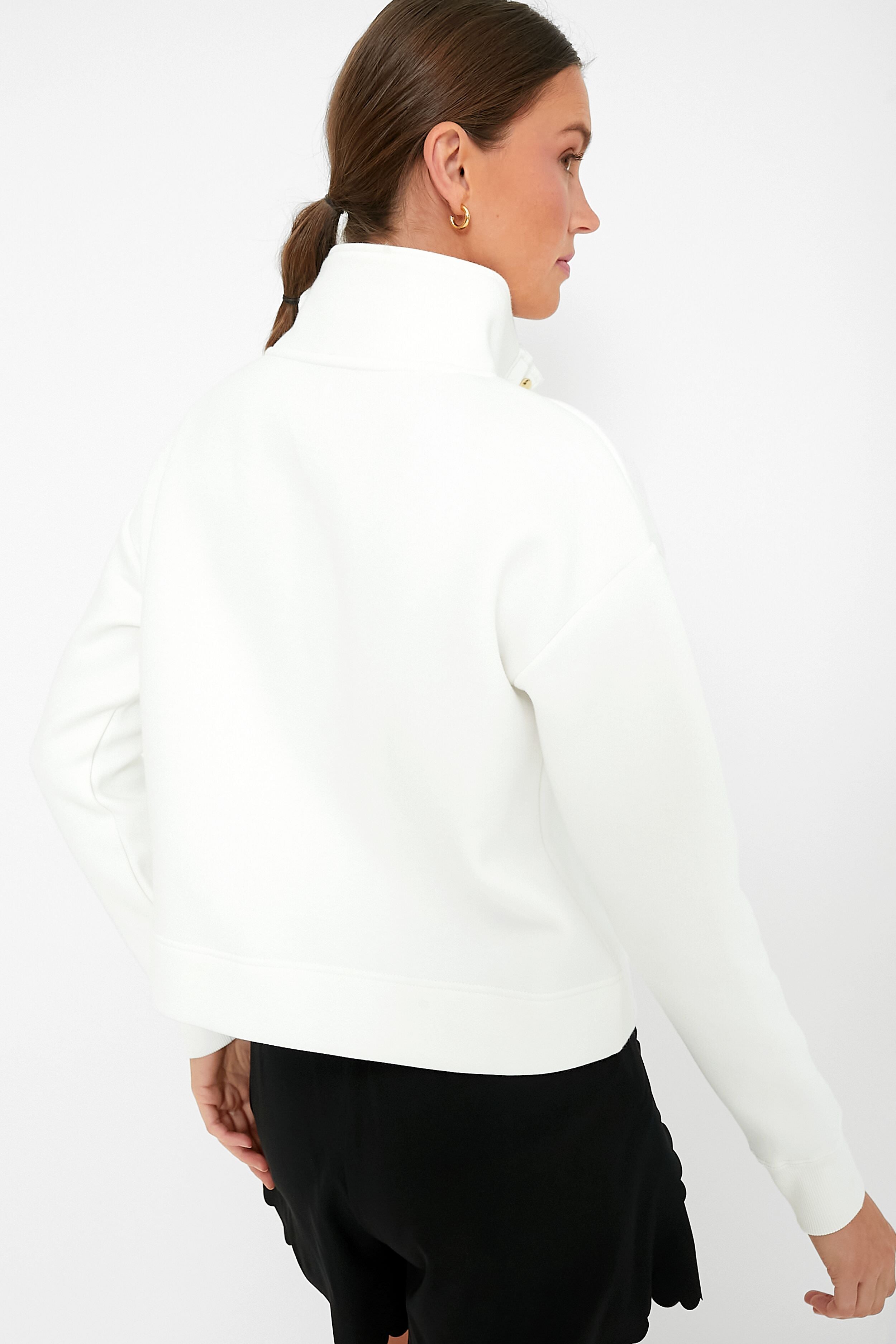 White Snap Neck Bailey Pullover