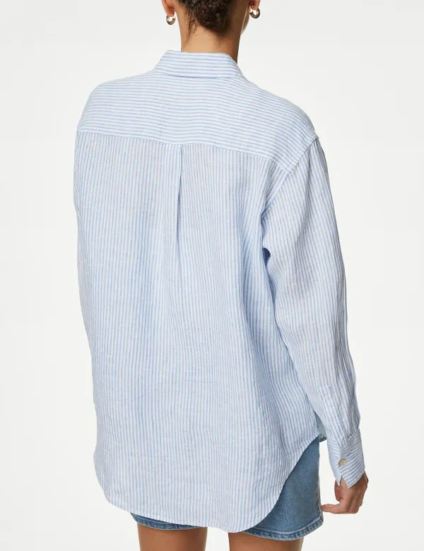 Pure Linen Striped Relaxed Shirt