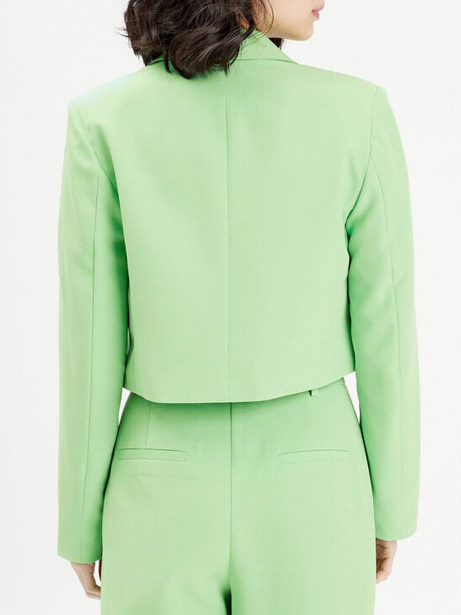 Veste blazer droite courte vert femme