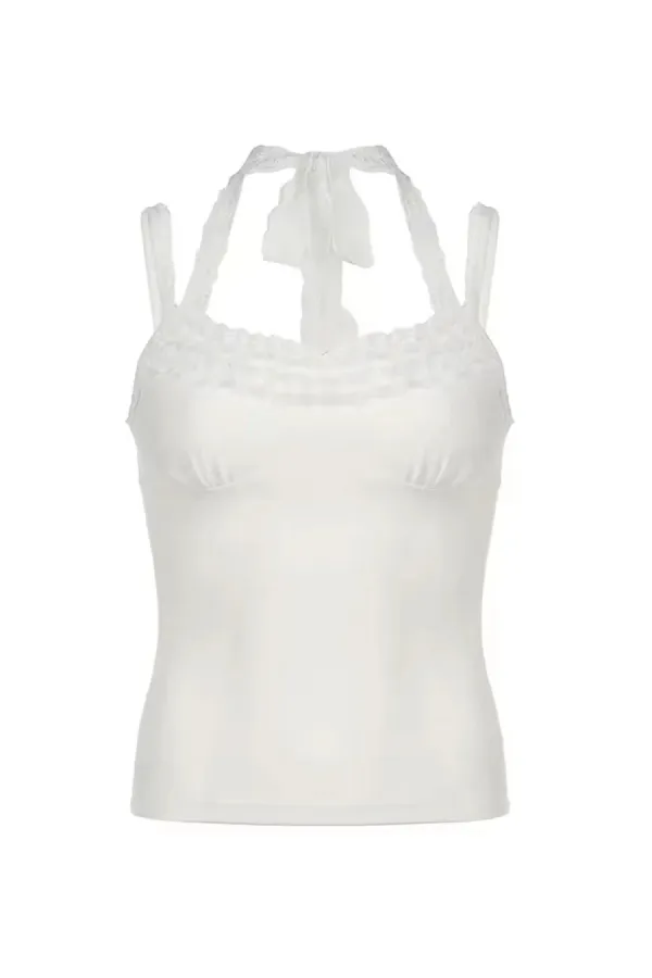 Y2K Lace-Tied V-Neck Cami Tank Top