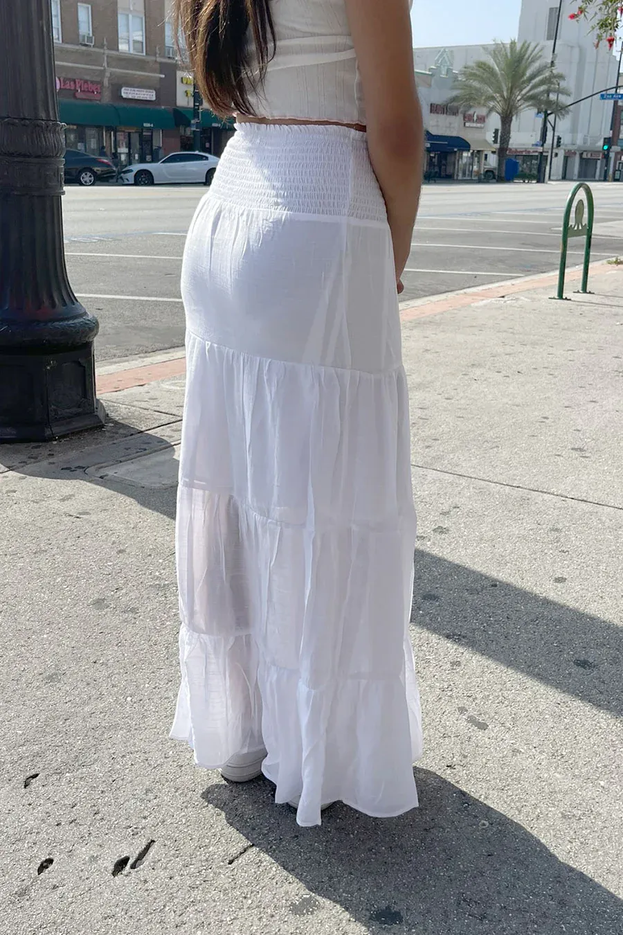 Smocked Tiered Maxi Skirt