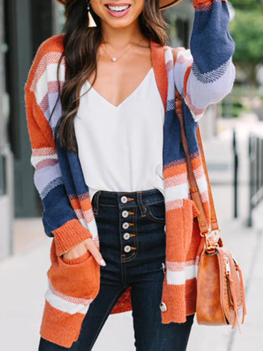 Orange Striped Cardigan