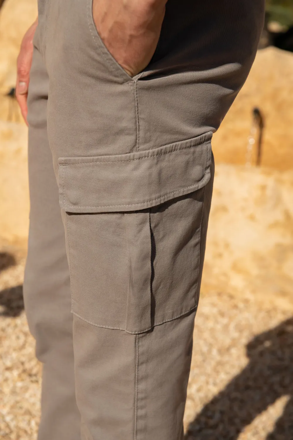 Grey Stretch Cotton Cargo