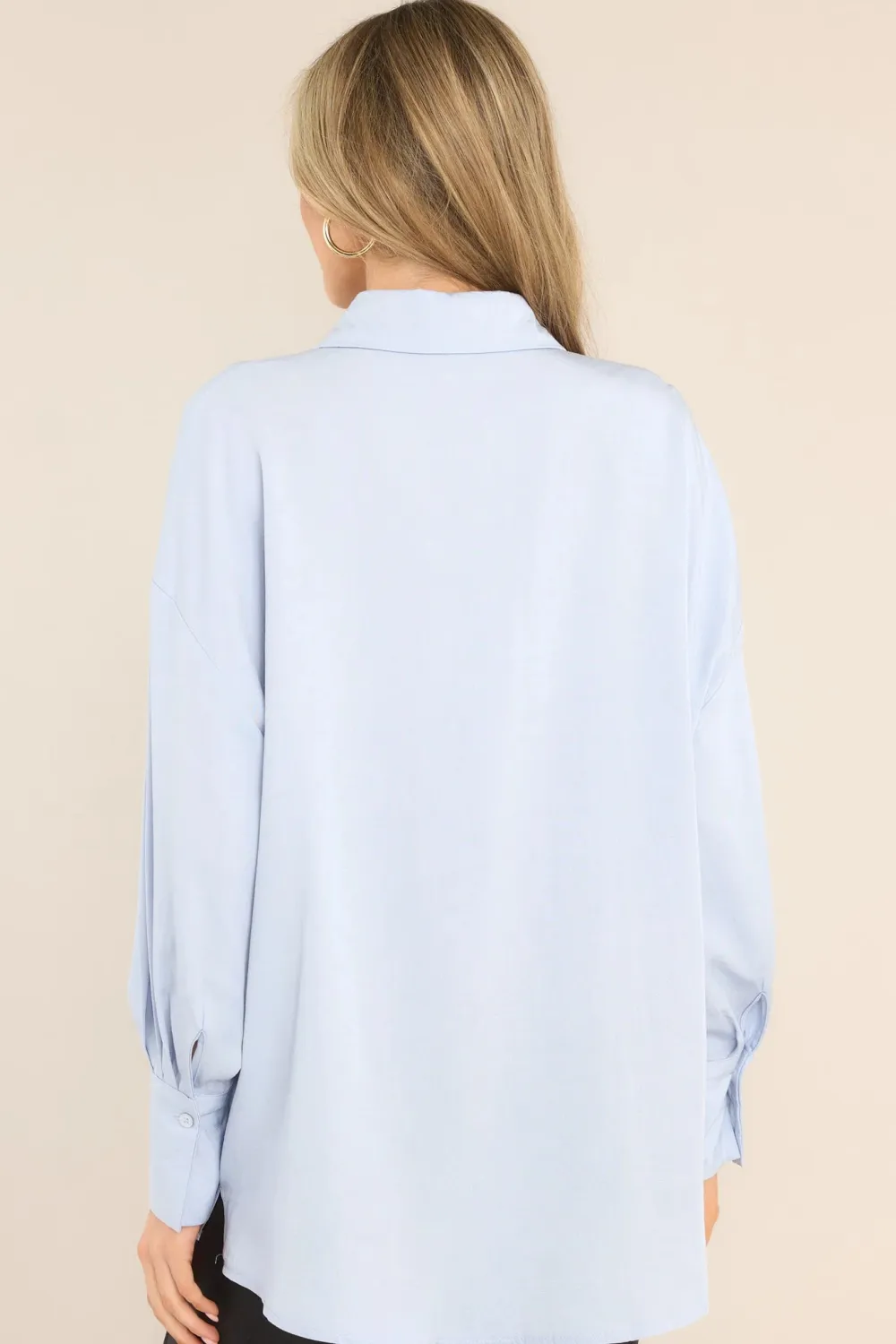 ALL THE SAME BLUE LONG SLEEVE BUTTON FRONT TOP