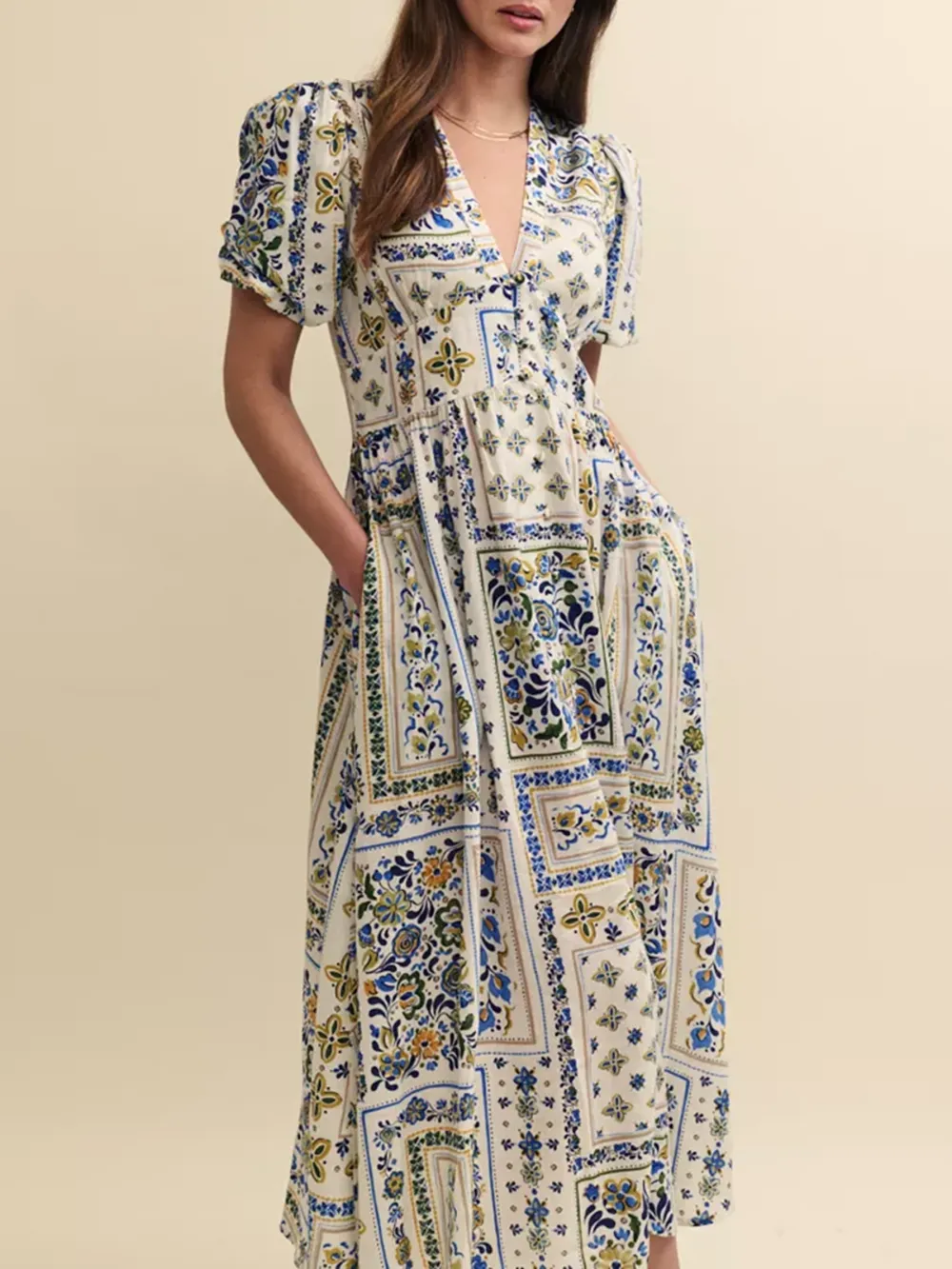 Starlight Illana Borders Floral Print Midi Dress