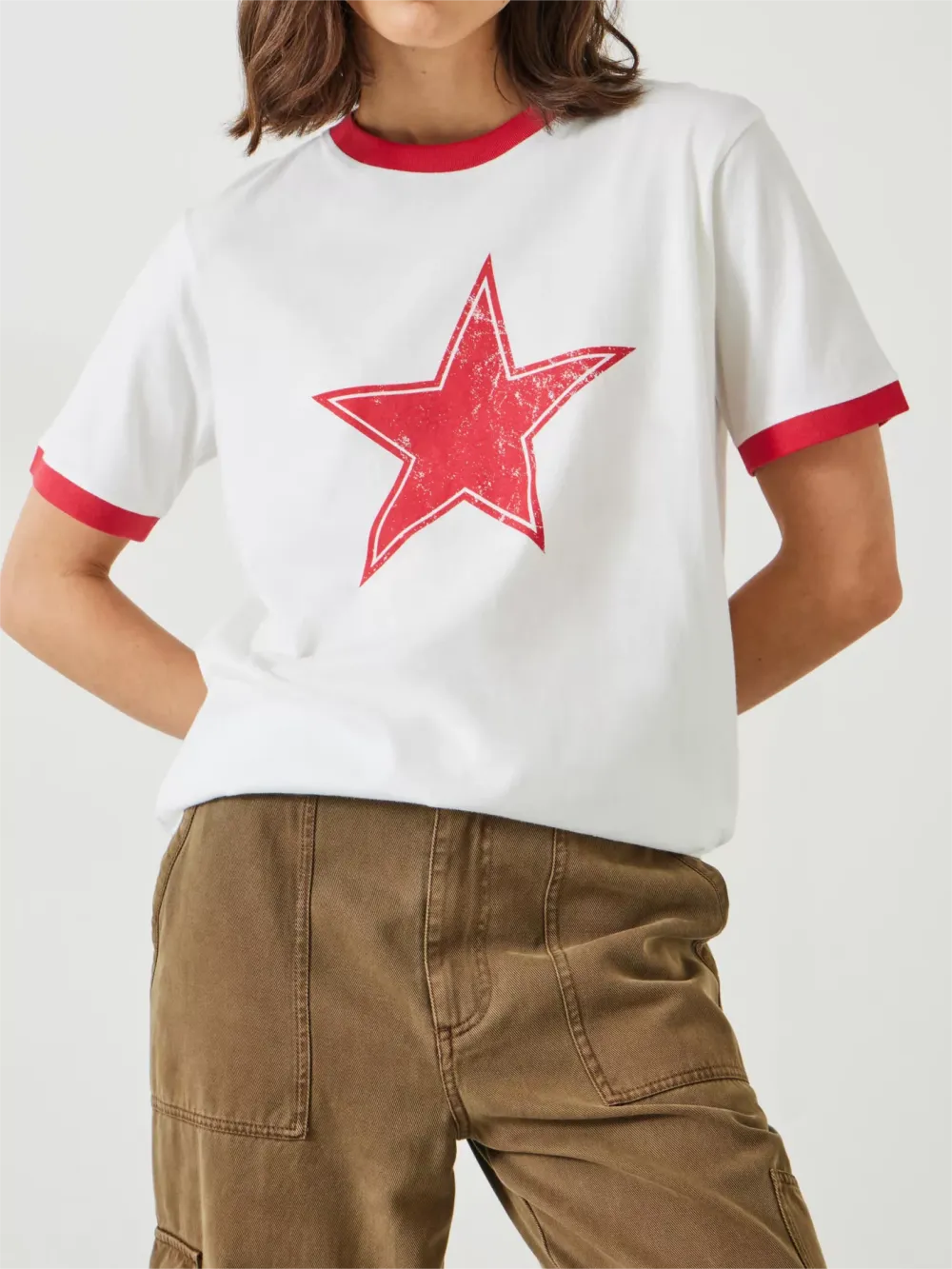 Shaan Star Ringer Cotton T-Shirt