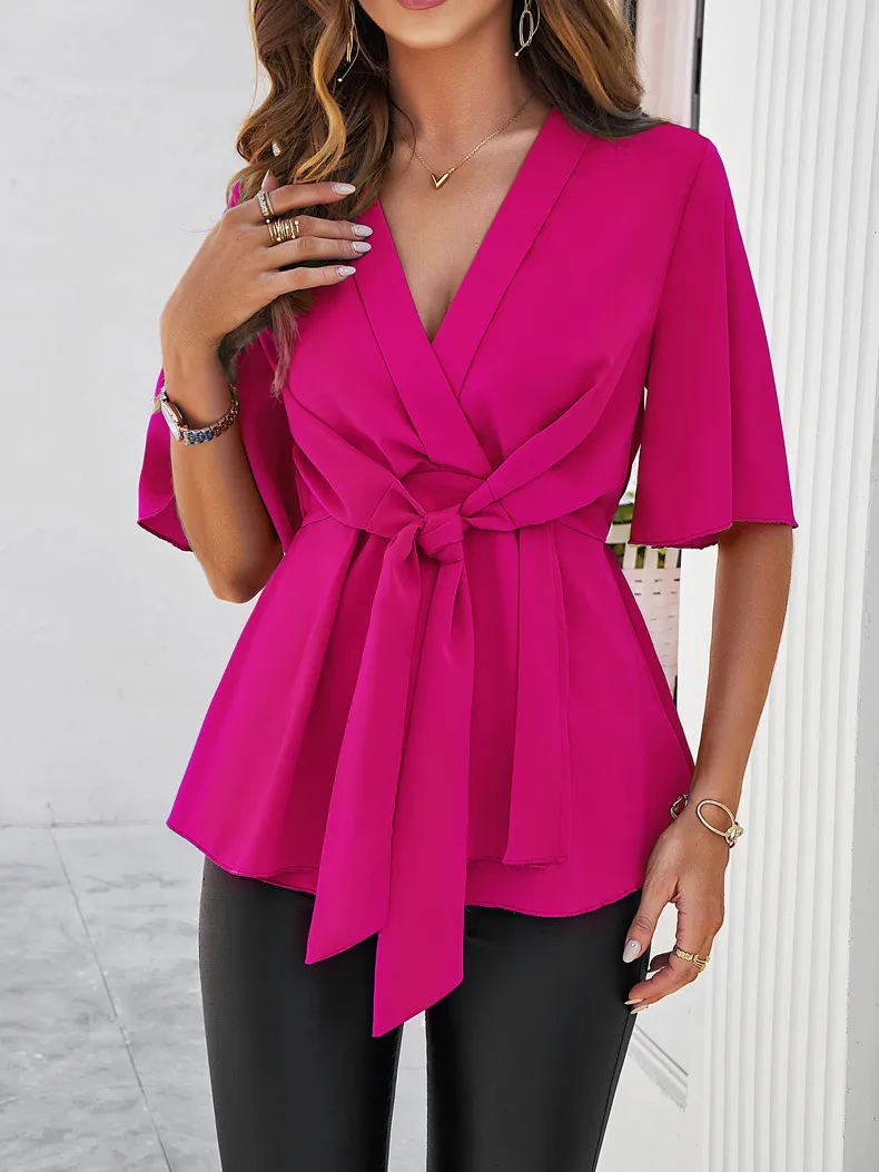 Solid Color Elegant Strappy Tunic Top