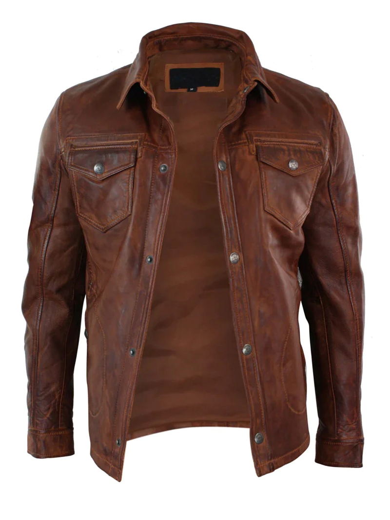 Men's Casual Outdoor Leather Jacket Coat