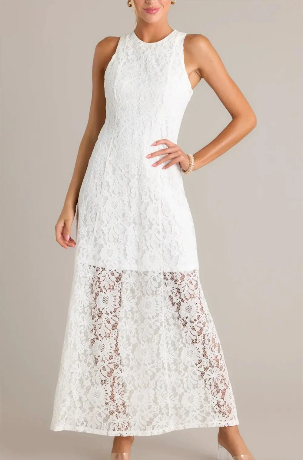 IRRESISTIBLE CHARM WHITE LACE MAXI DRESS