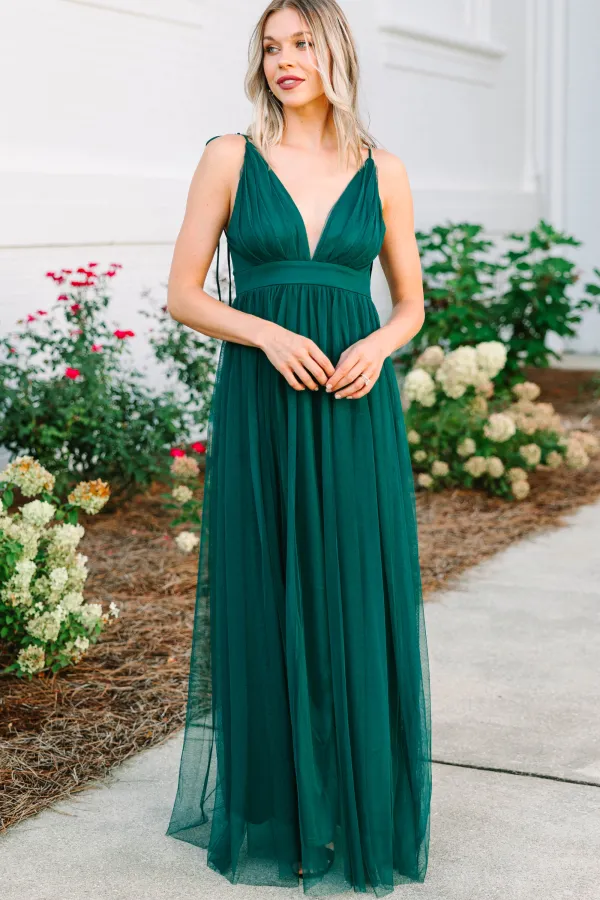 It Was All A Dream Emerald Green Tulle Maxi Dress