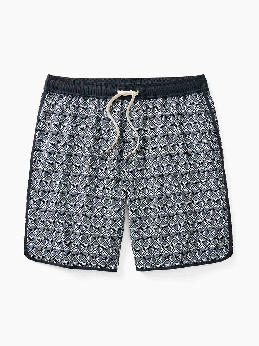 Men's Black Geo Beach Shorts