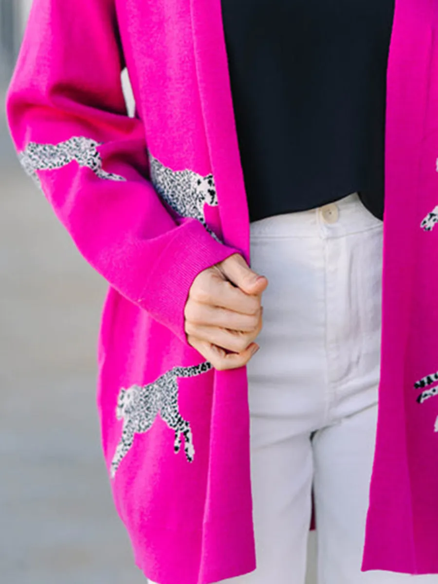 Pink animal pattern Cardigan