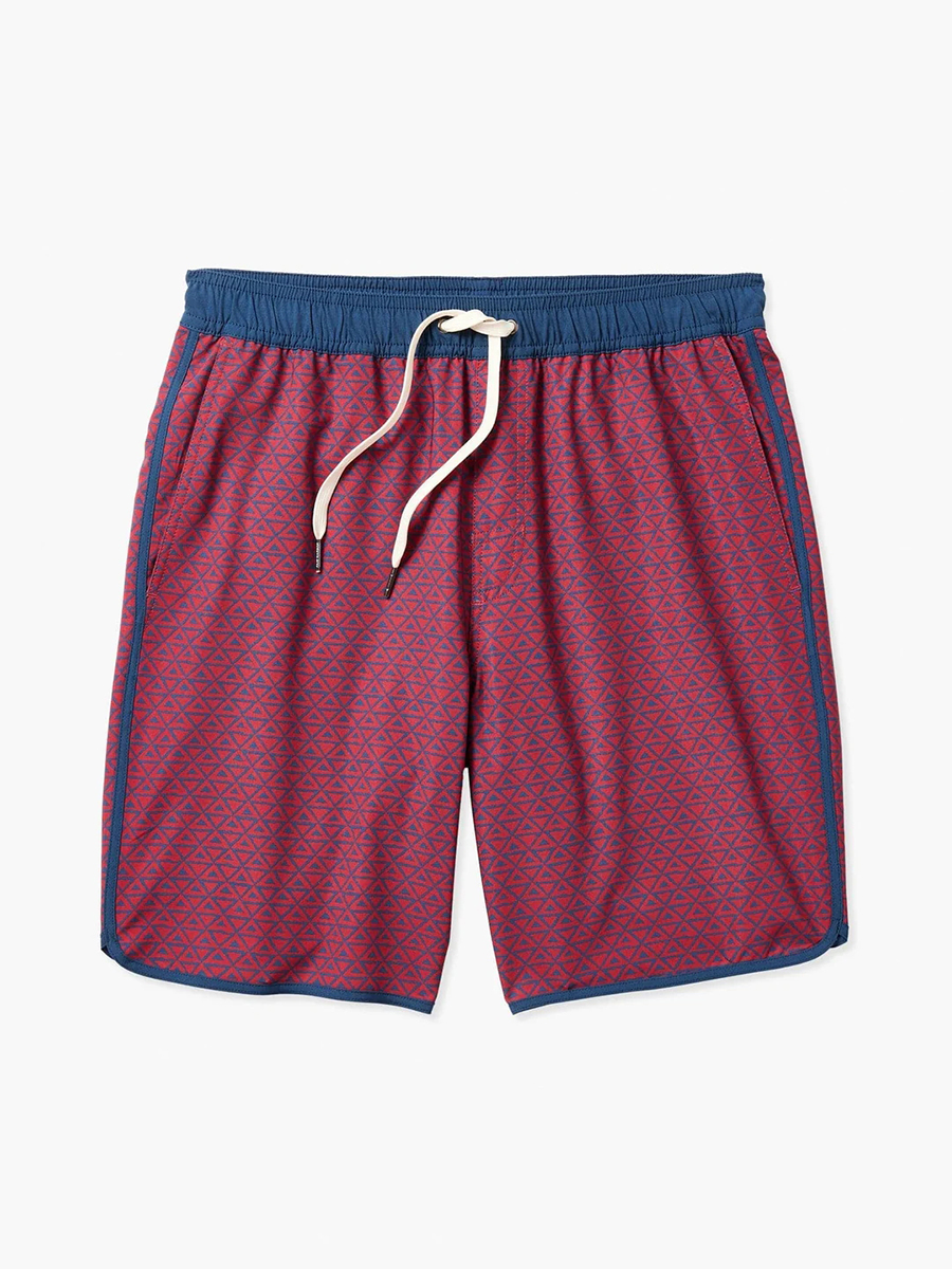 Men's Nautical Red Wave Geological Beach Shorts