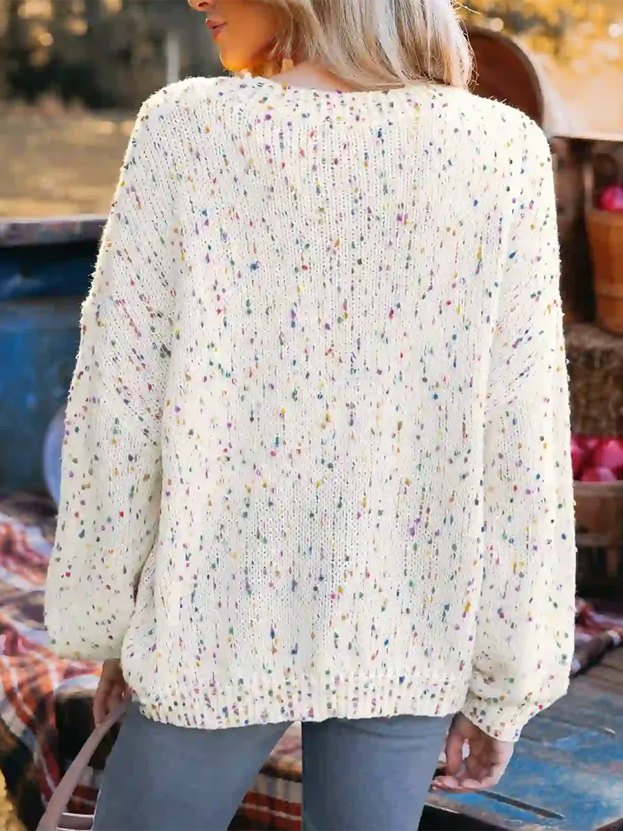 Rainbow Pom Pom Drop Sleeve Sweater