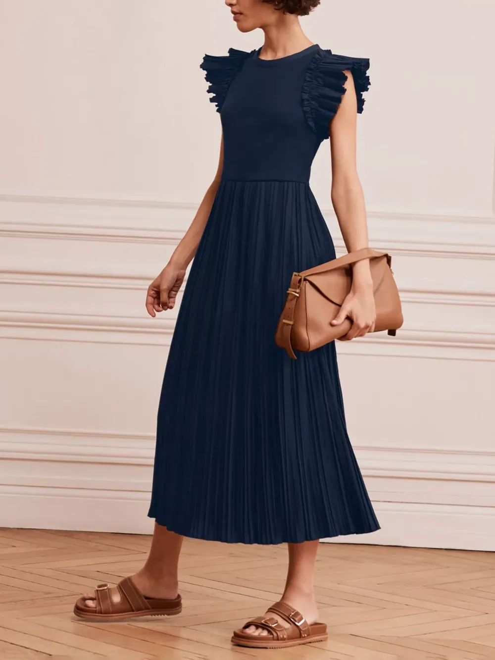 Jersey Crinkle Midi Dress