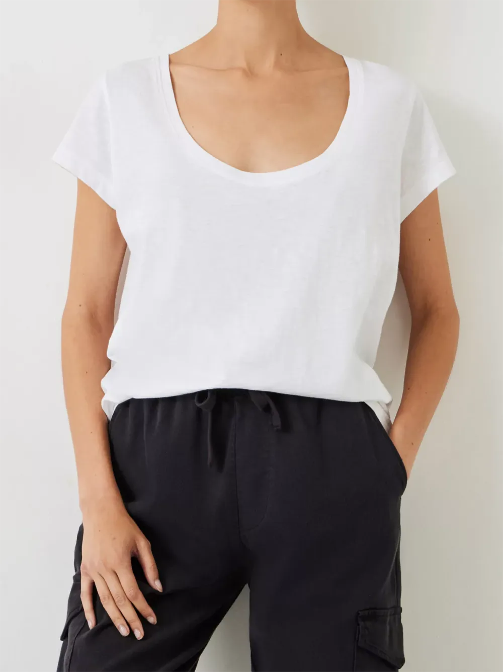 Hari Cotton Slub Scoop Neck T-Shirt