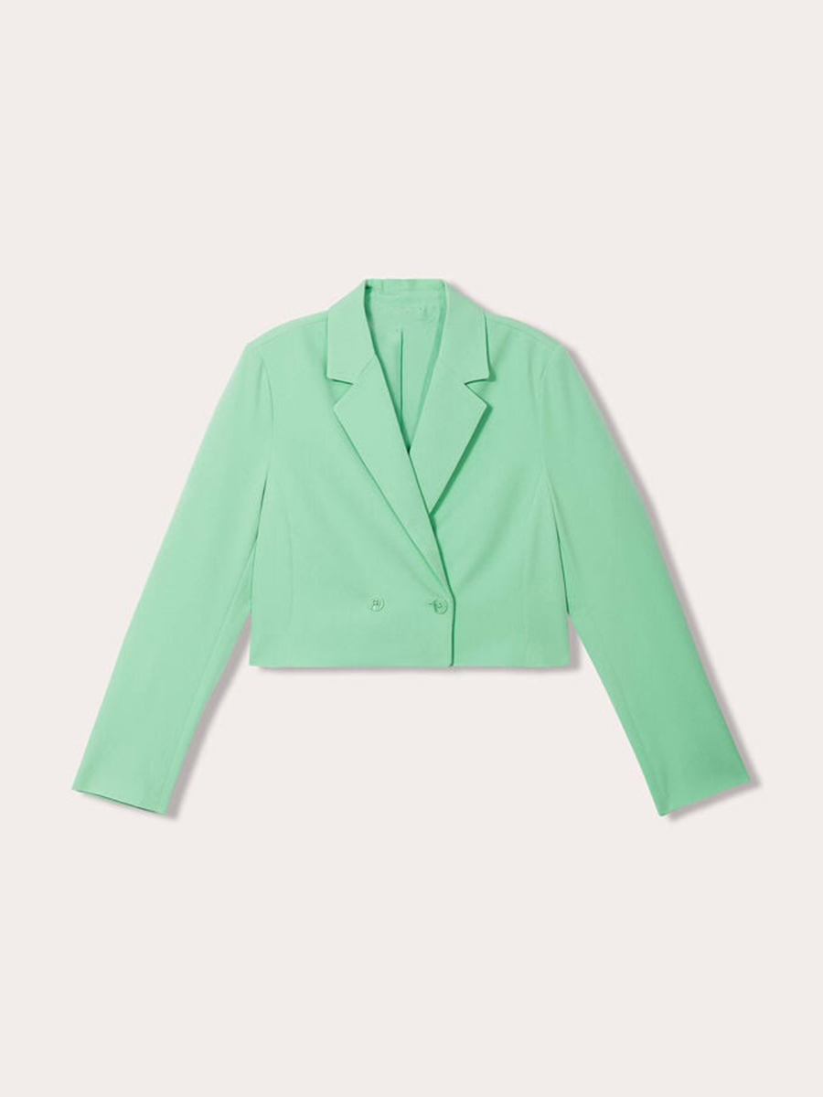 Veste blazer droite courte vert femme