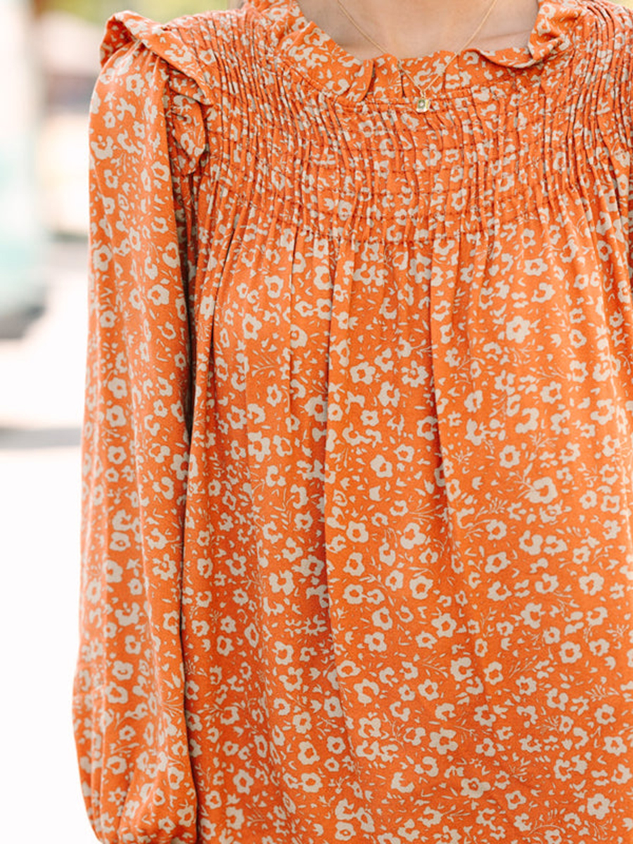 Rust Orange Floral Shirt