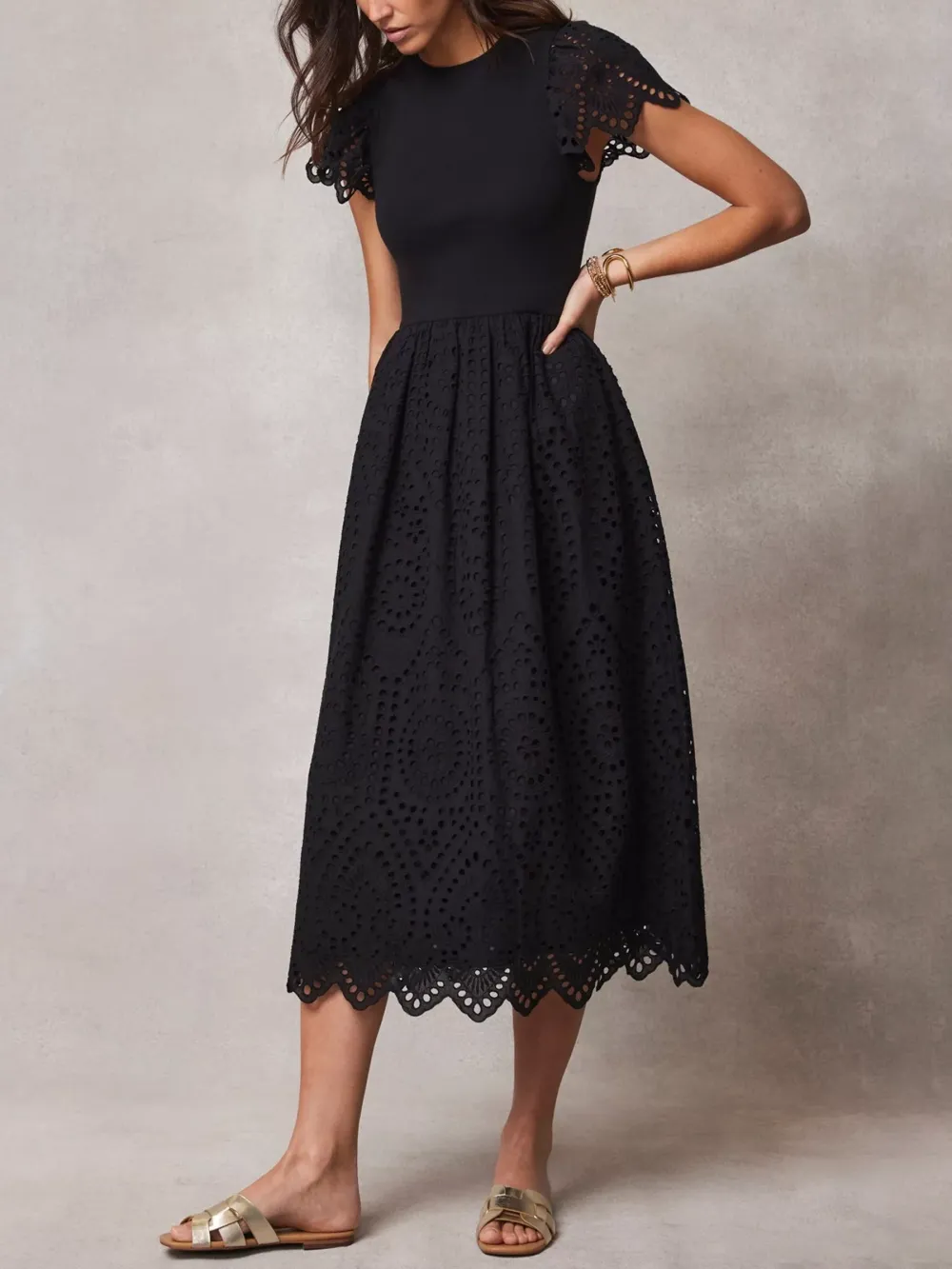 Broderie Anglaise Midi Dress