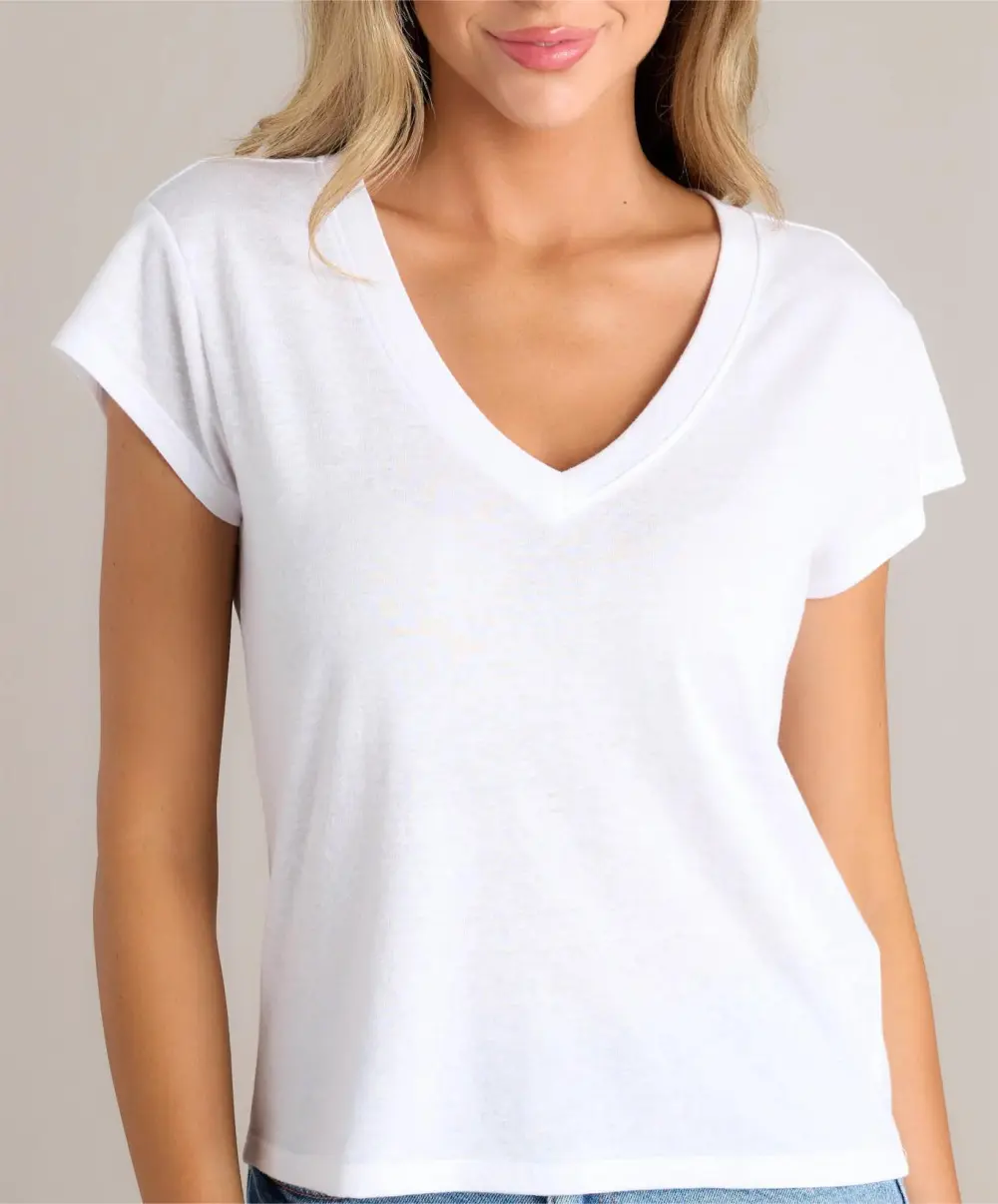 Z SUPPLY MODERN TRI BLEND WHITE V-NECK TEE