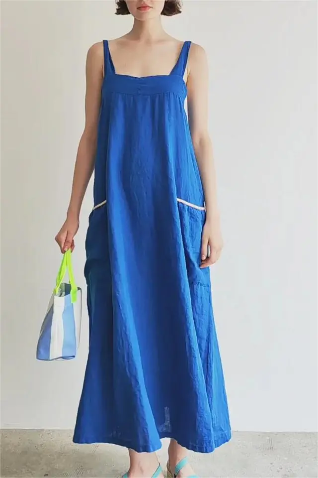 BLUE LINEN DRESS