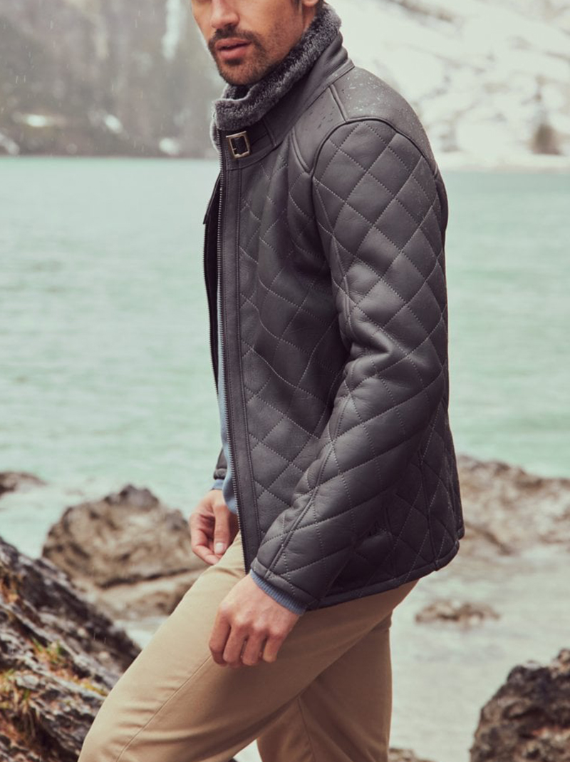 Men's quilted sheepskin jacket