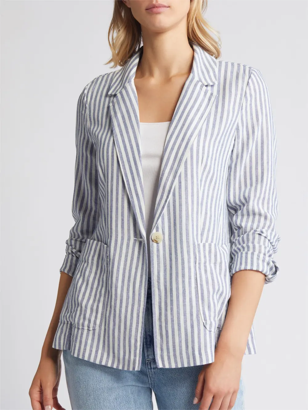 Stripe Linen Blend Blazer