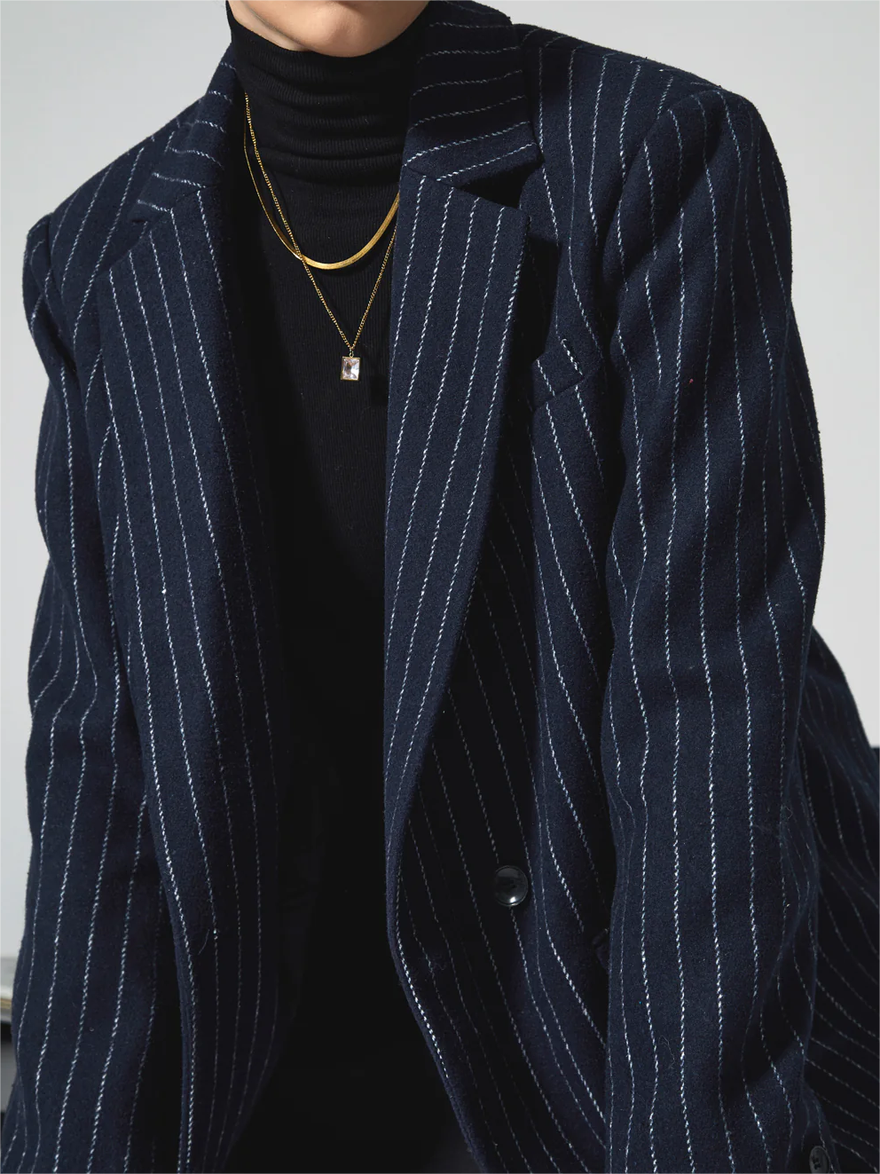 Tweed Pinstripe Oversized Blazer